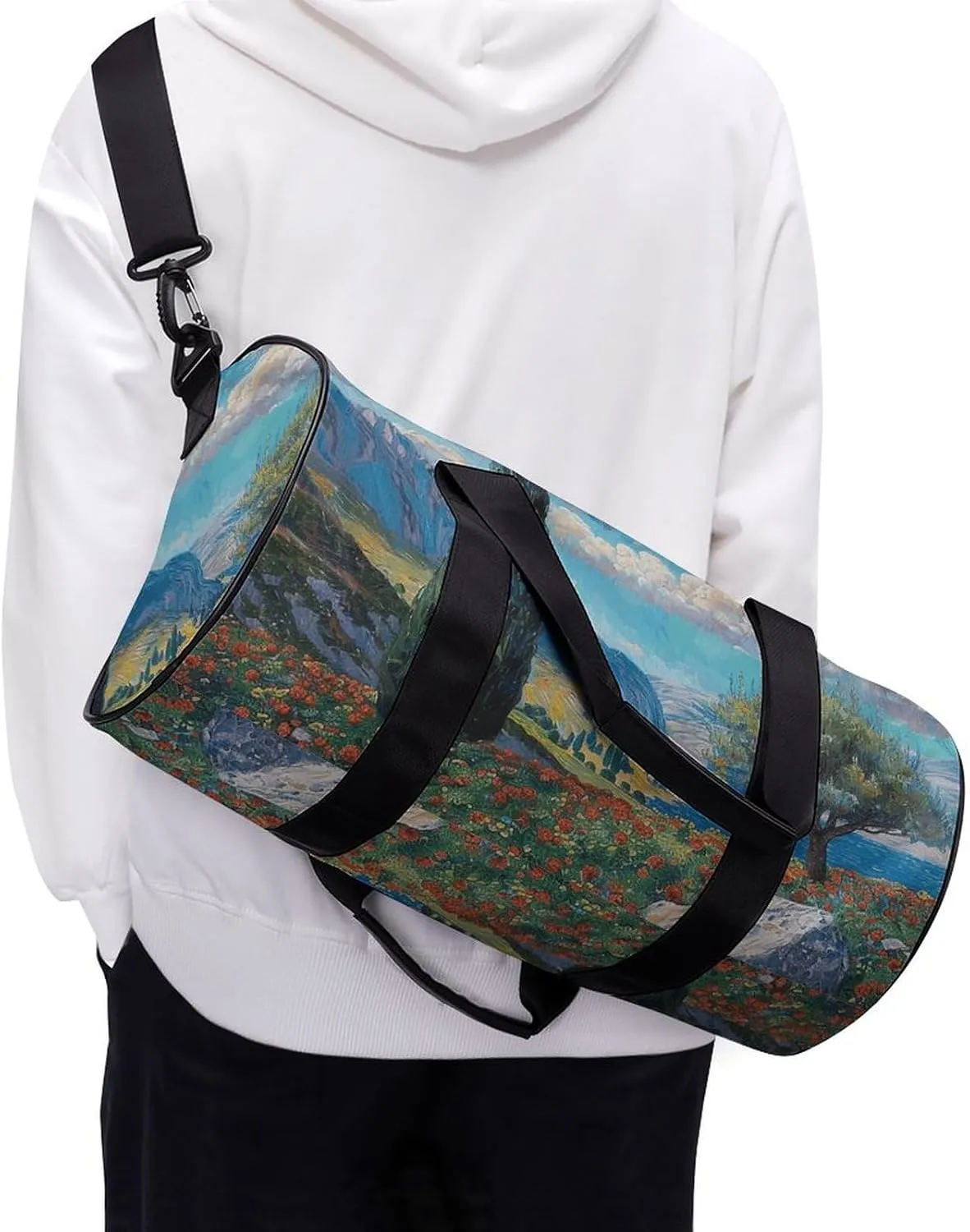 Gym Bags for Men Women Cypress Trees Outdoors Duffle Bag Travel Overnight Bag with Shoe Compartment Tote Bags