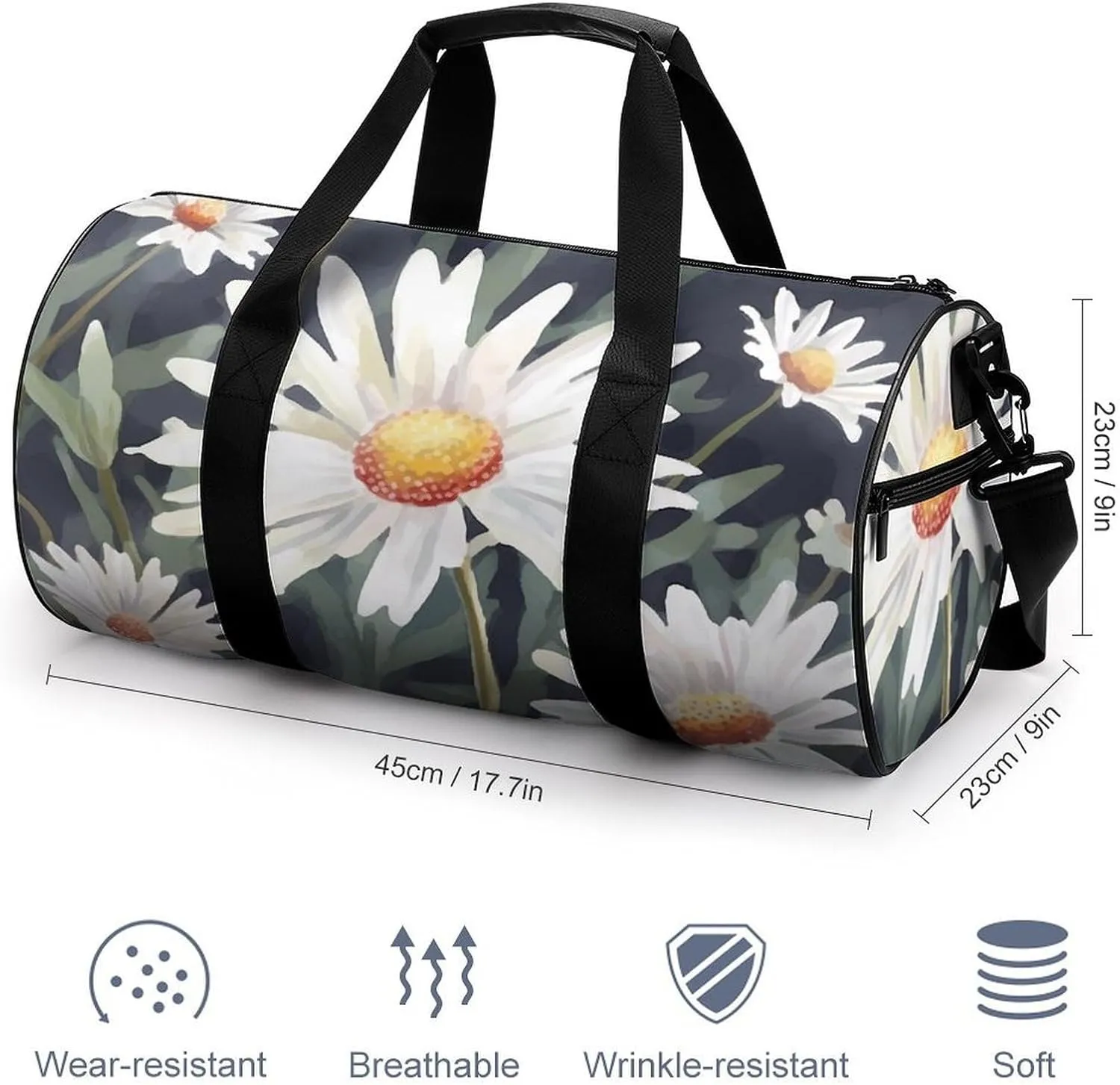 Gym Bags for Men Women Daisy Duffle Bag Travel Overnight Bag with Shoe Compartment Tote Bags