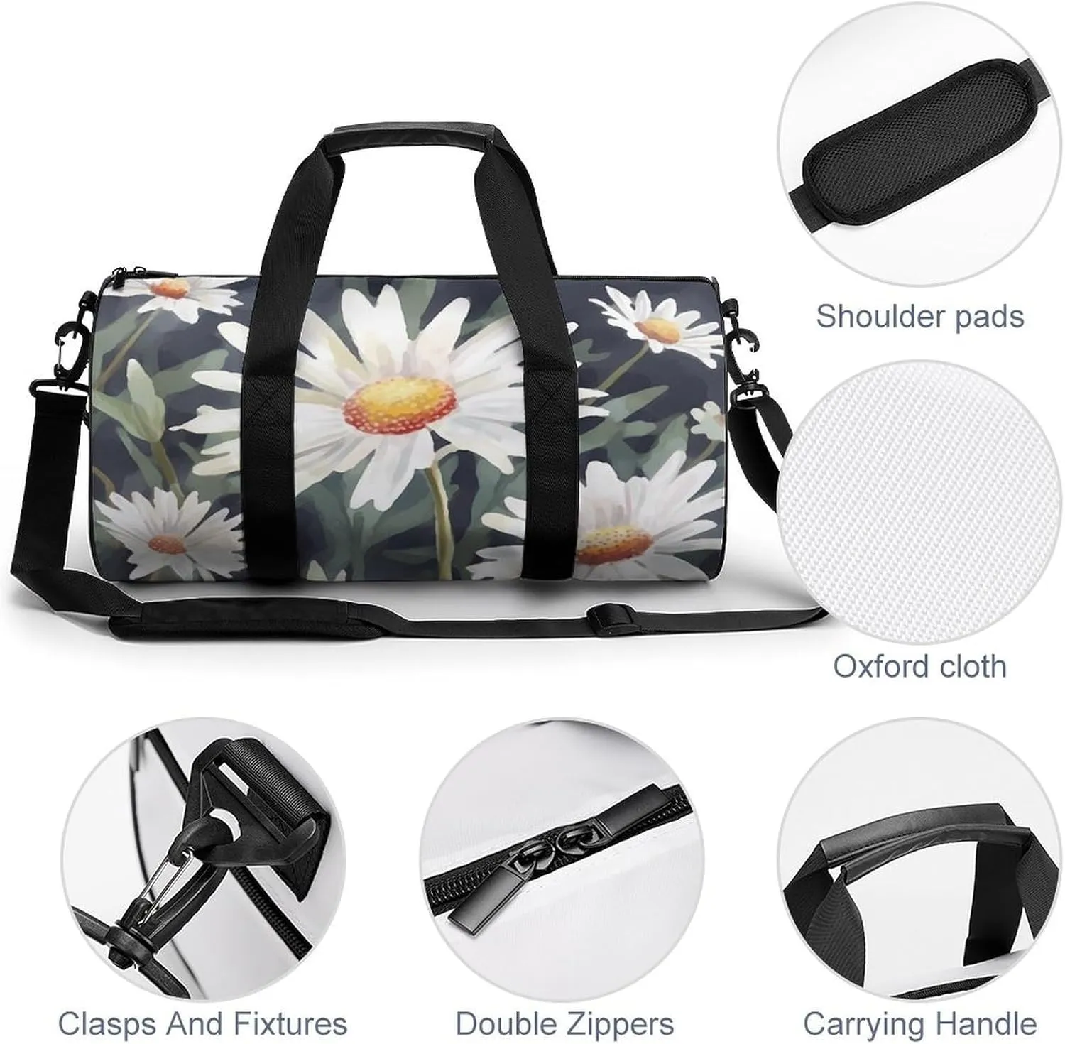 Gym Bags for Men Women Daisy Duffle Bag Travel Overnight Bag with Shoe Compartment Tote Bags