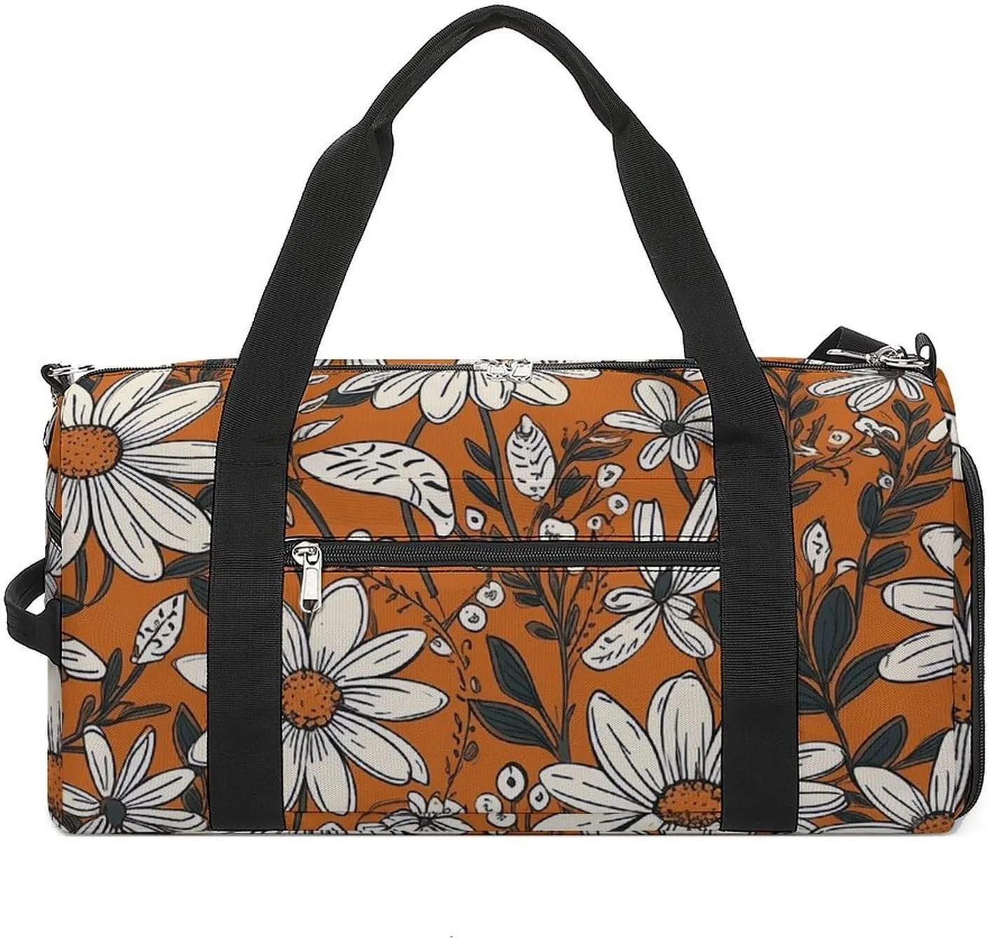 Gym Bags for Men Women Daisy Flower Pattern Duffle Bag Travel Overnight Bag with Shoe Compartment Tote Bags