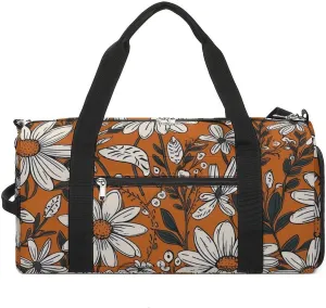 Gym Bags for Men Women Daisy Flower Pattern Duffle Bag Travel Overnight Bag with Shoe Compartment Tote Bags