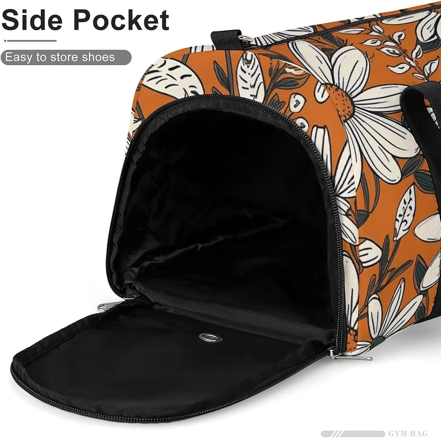 Gym Bags for Men Women Daisy Flower Pattern Duffle Bag Travel Overnight Bag with Shoe Compartment Tote Bags