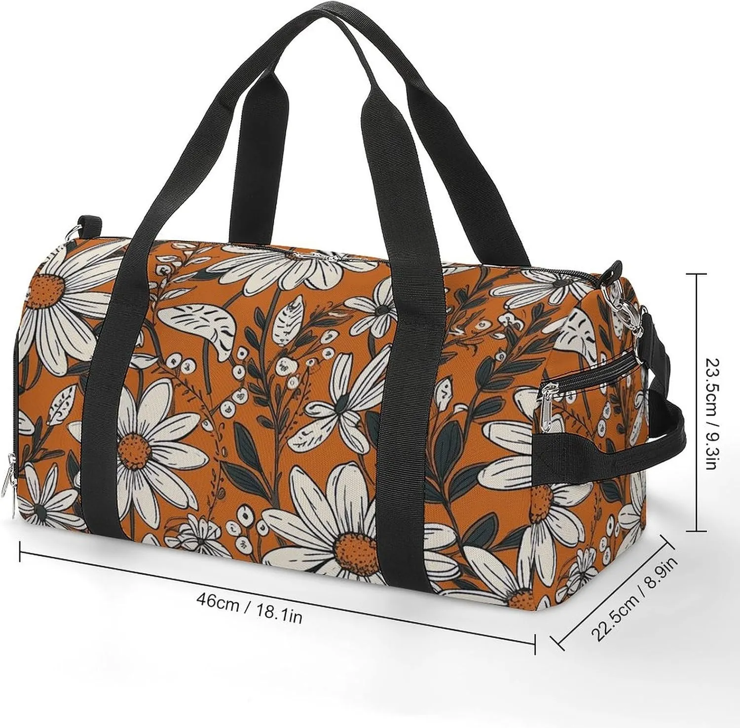 Gym Bags for Men Women Daisy Flower Pattern Duffle Bag Travel Overnight Bag with Shoe Compartment Tote Bags