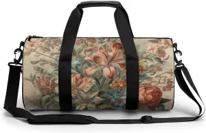 Gym Bags for Men Women Decorative Flowers Duffle Bag Travel Overnight Bag with Shoe Compartment Tote Bags