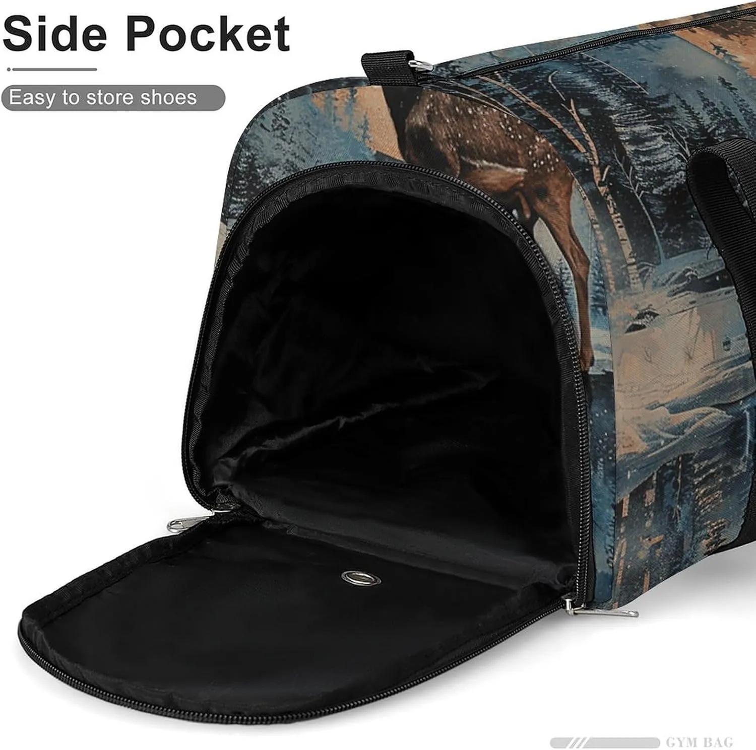 Gym Bags for Men Women Deer And Moon Duffle Bag Travel Overnight Bag with Shoe Compartment Tote Bags