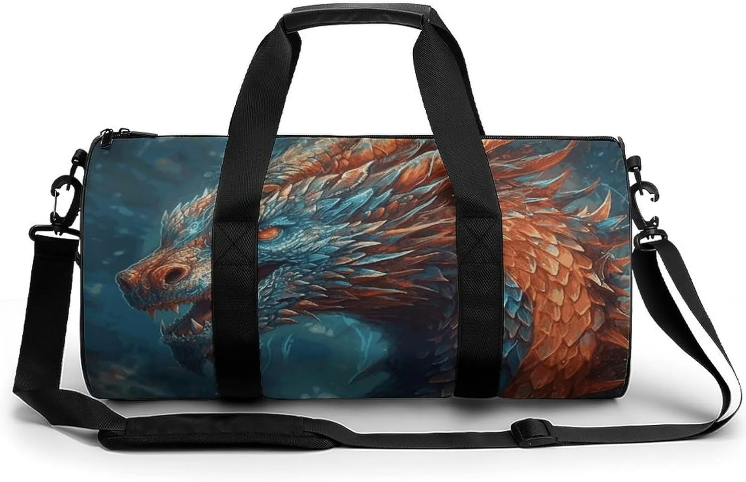 Gym Bags for Men Women Dragon Art Duffle Bag Travel Overnight Bag with Shoe Compartment Tote Bags