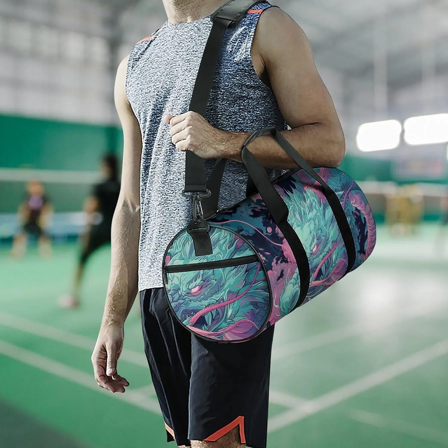 Gym Bags for Men Women Fantasy Style Dragon Duffle Bag Travel Overnight Bag with Shoe Compartment Tote Bags