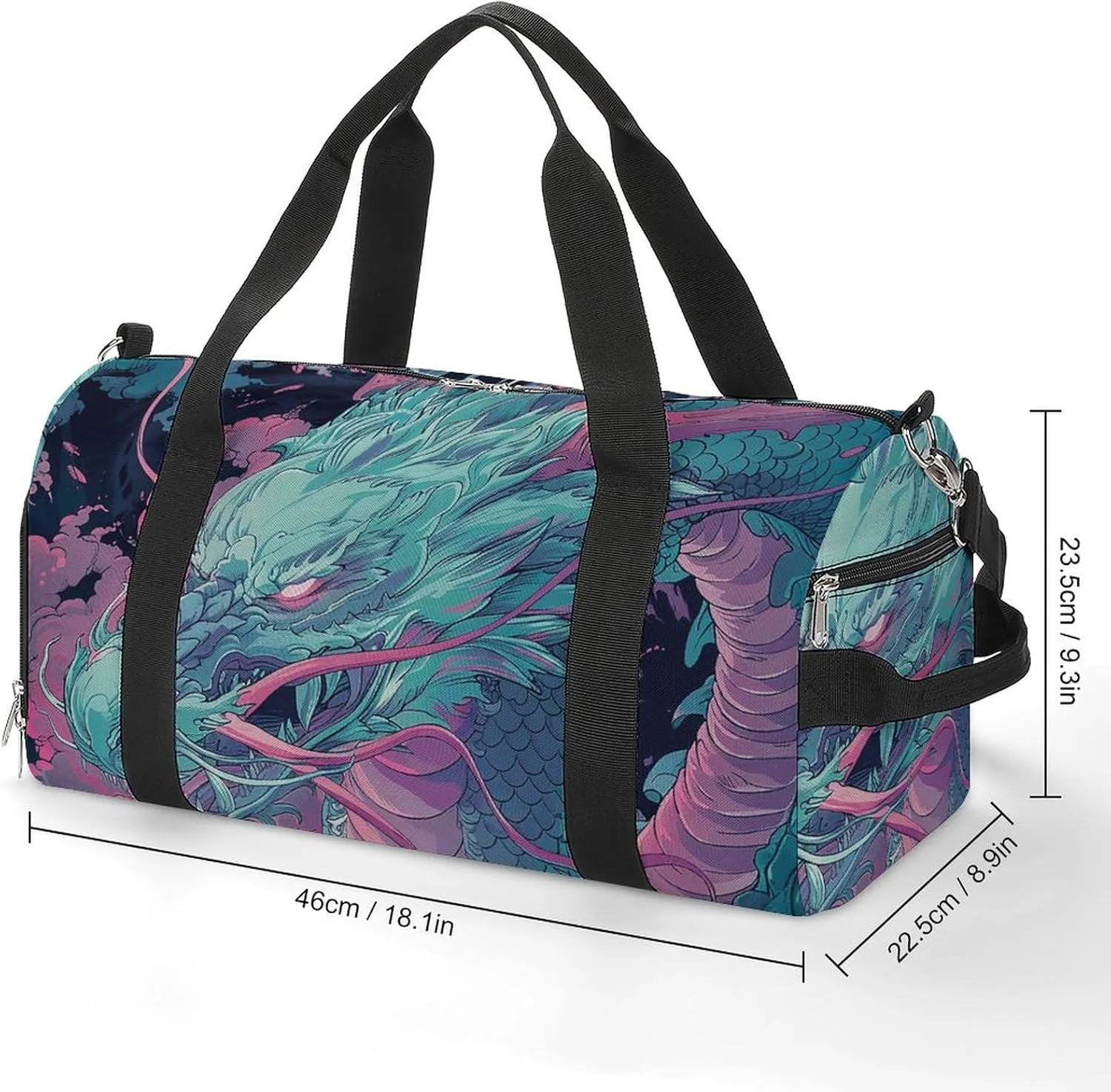 Gym Bags for Men Women Fantasy Style Dragon Duffle Bag Travel Overnight Bag with Shoe Compartment Tote Bags