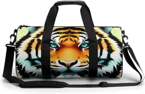 Gym Bags for Men Women Little Fat Tiger Head Duffle Bag Travel Overnight Bag with Shoe Compartment Tote Bags