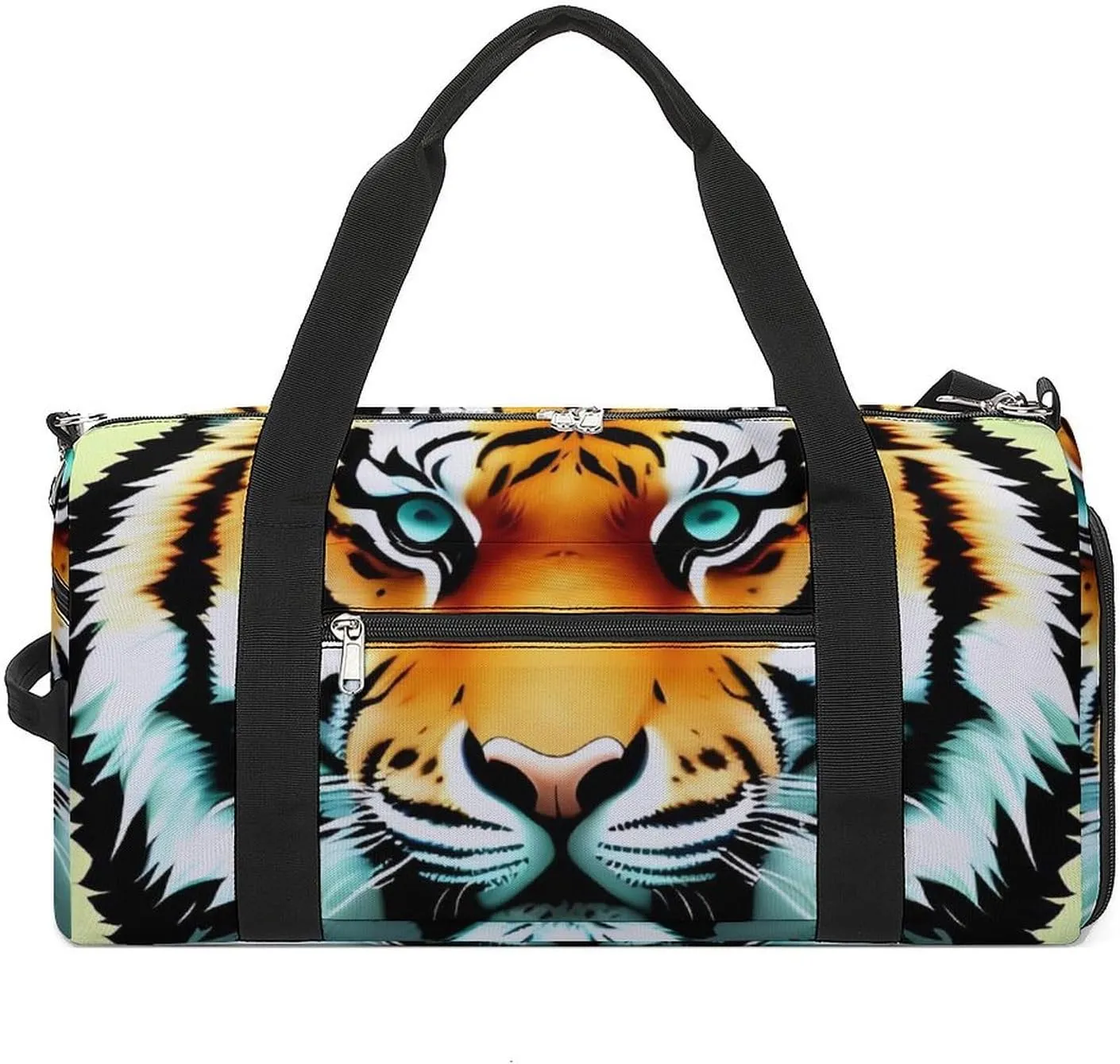 Gym Bags for Men Women Little Fat Tiger Head Duffle Bag Travel Overnight Bag with Shoe Compartment Tote Bags