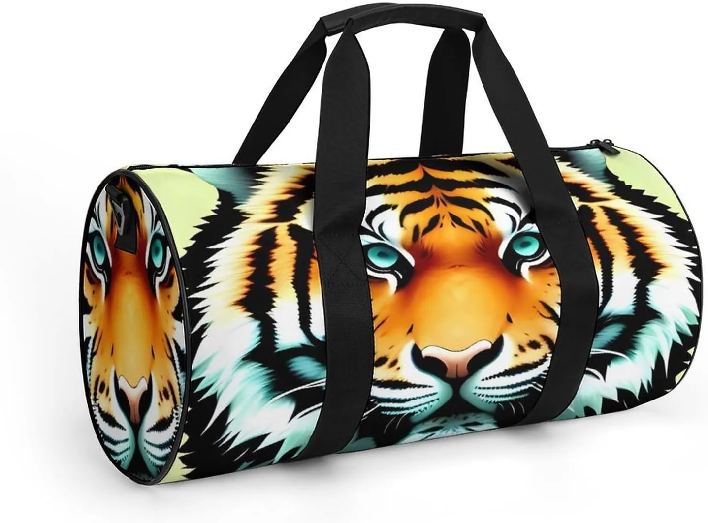 Gym Bags for Men Women Little Fat Tiger Head Duffle Bag Travel Overnight Bag with Shoe Compartment Tote Bags