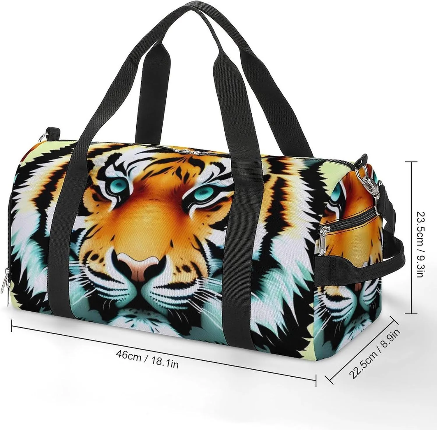 Gym Bags for Men Women Little Fat Tiger Head Duffle Bag Travel Overnight Bag with Shoe Compartment Tote Bags