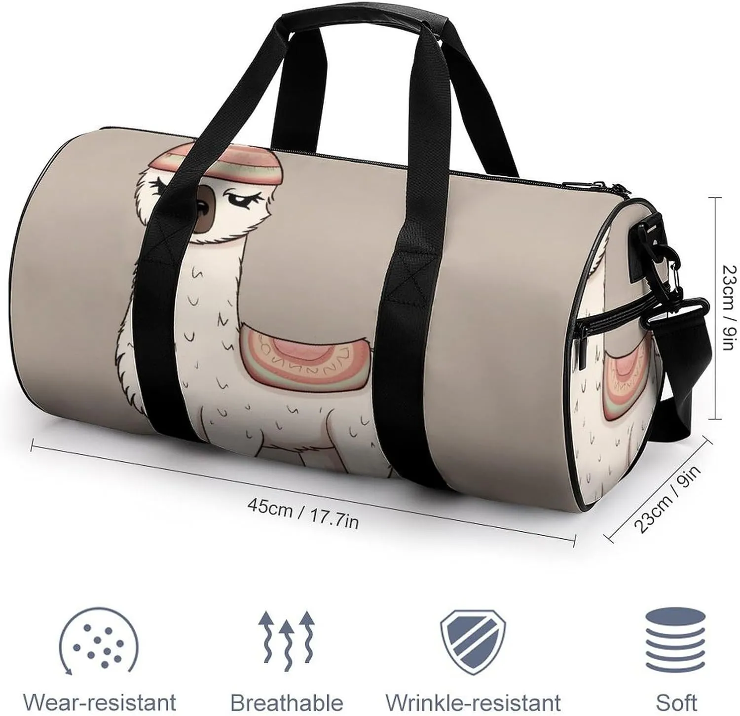 Gym Bags for Men Women No Drama Llama Duffle Bag Travel Overnight Bag with Shoe Compartment Tote Bags