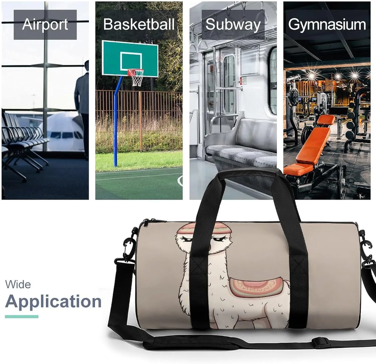 Gym Bags for Men Women No Drama Llama Duffle Bag Travel Overnight Bag with Shoe Compartment Tote Bags