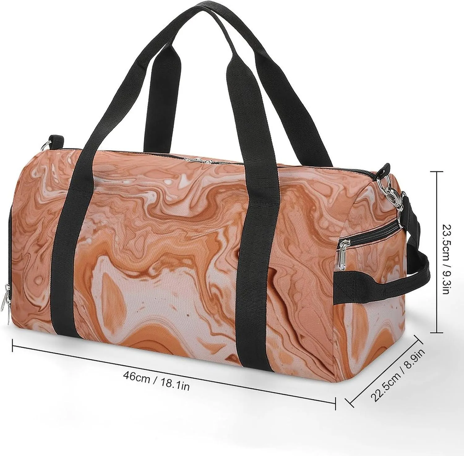 Gym Bags for Men Women Orange Fluid Lines Duffle Bag Travel Overnight Bag with Shoe Compartment Tote Bags