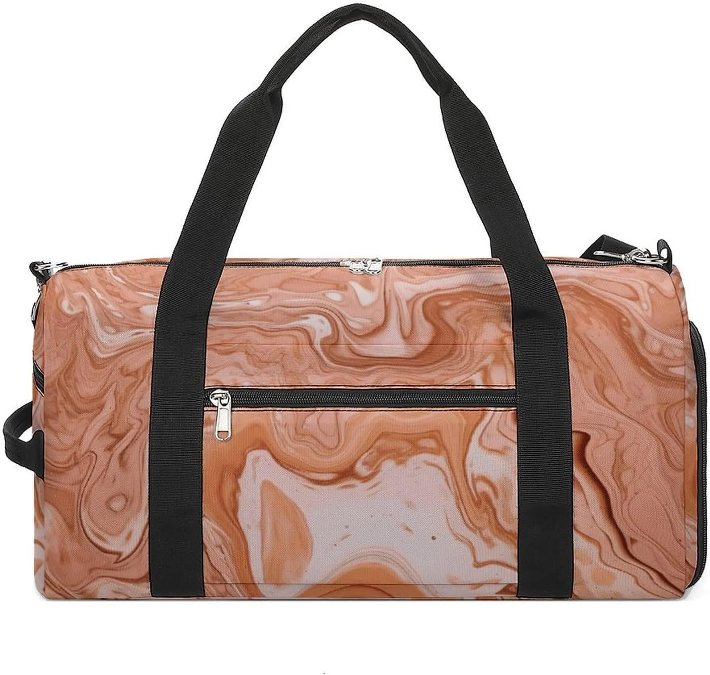 Gym Bags for Men Women Orange Fluid Lines Duffle Bag Travel Overnight Bag with Shoe Compartment Tote Bags