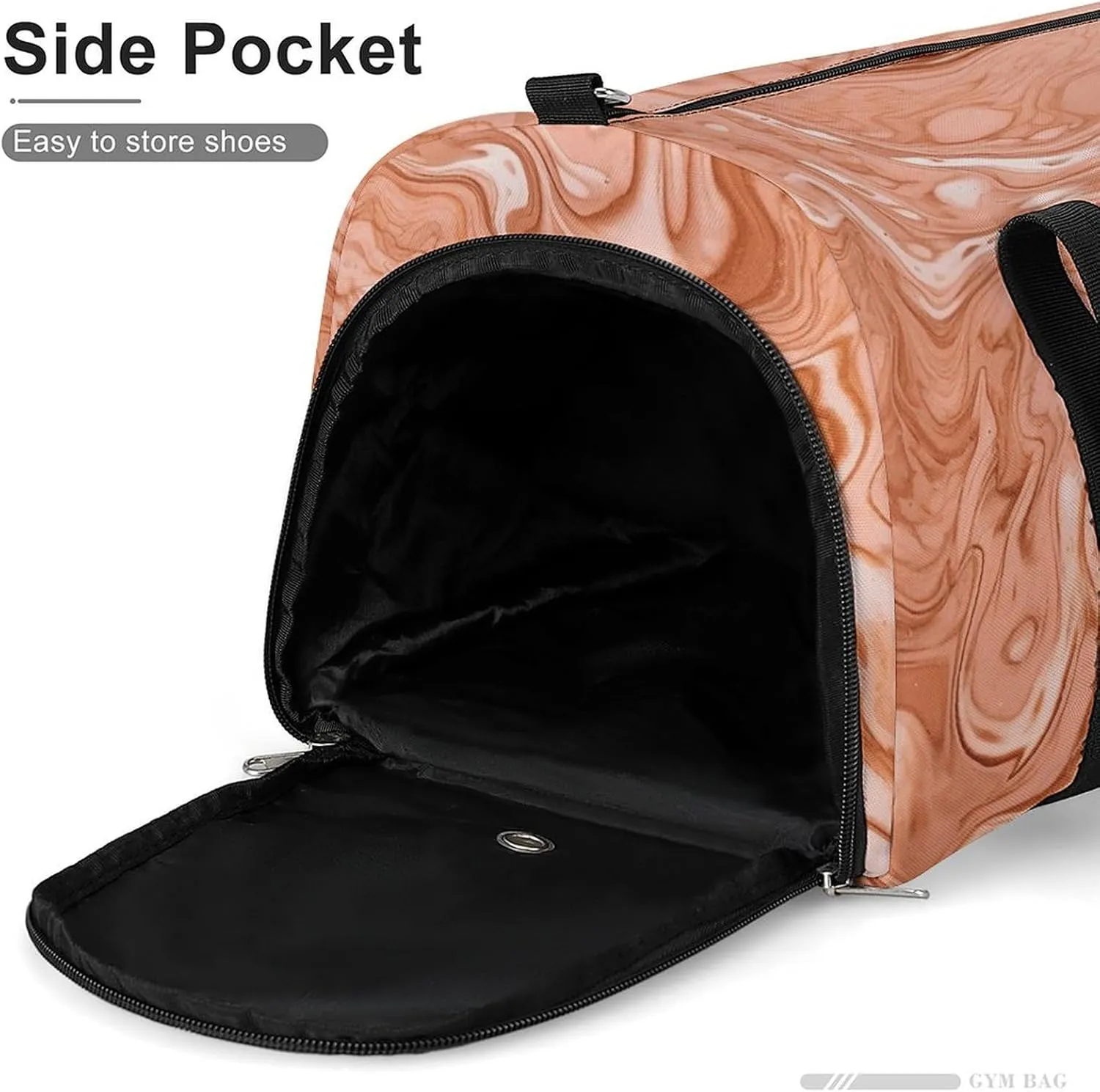 Gym Bags for Men Women Orange Fluid Lines Duffle Bag Travel Overnight Bag with Shoe Compartment Tote Bags