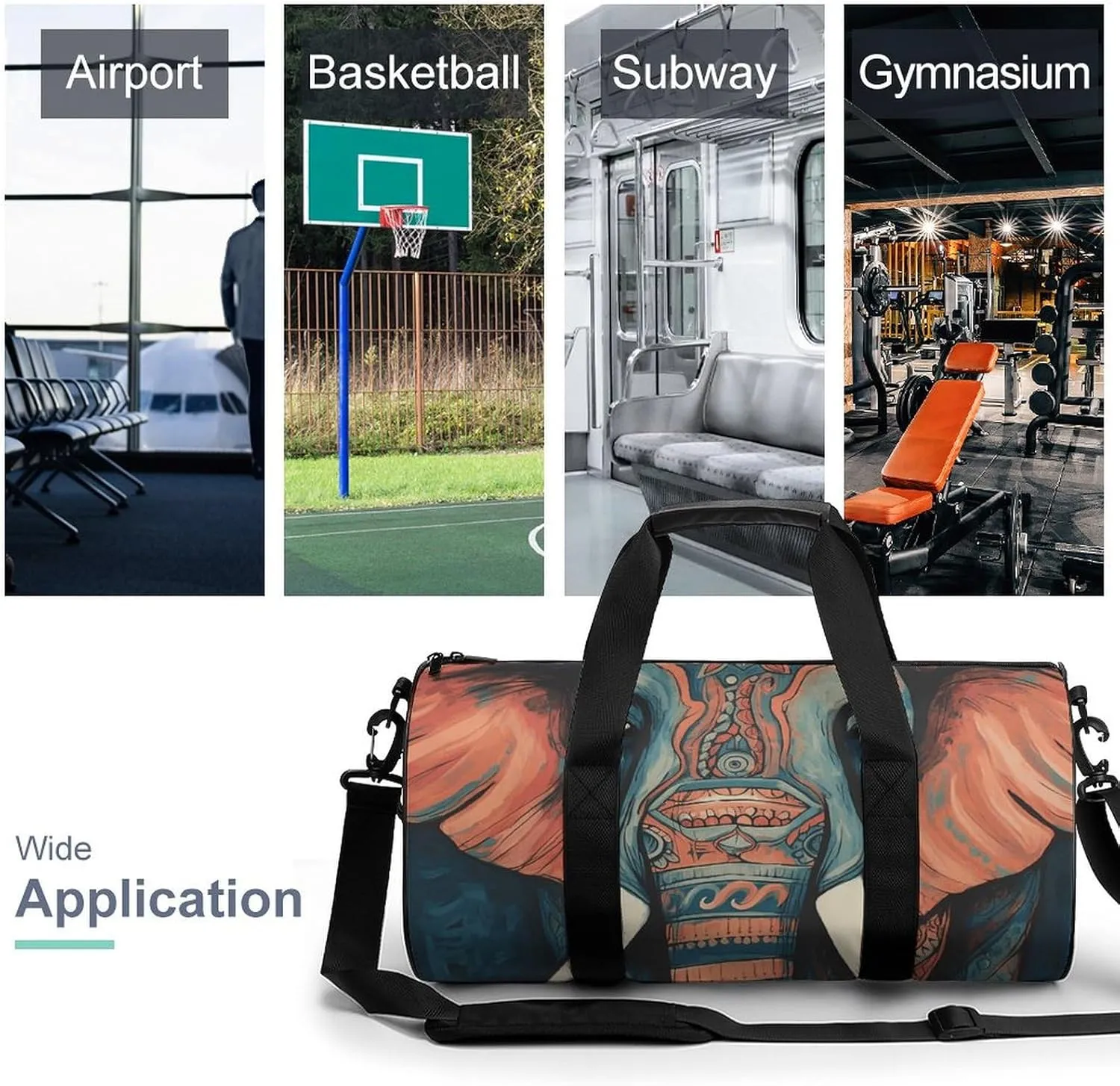 Gym Bags Small Abstract Elephant Duffel Bag Overnight Bag with Shoe Compartment Carryon Bag for Men Women