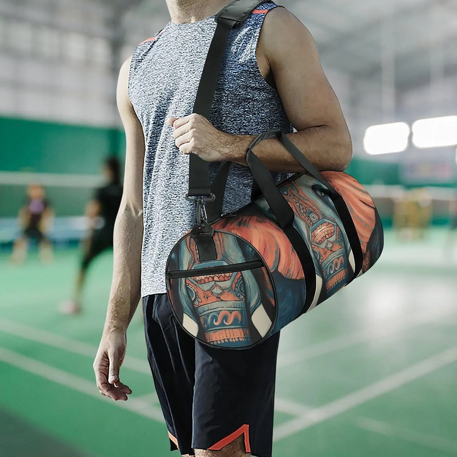 Gym Bags Small Abstract Elephant Duffel Bag Overnight Bag with Shoe Compartment Carryon Bag for Men Women