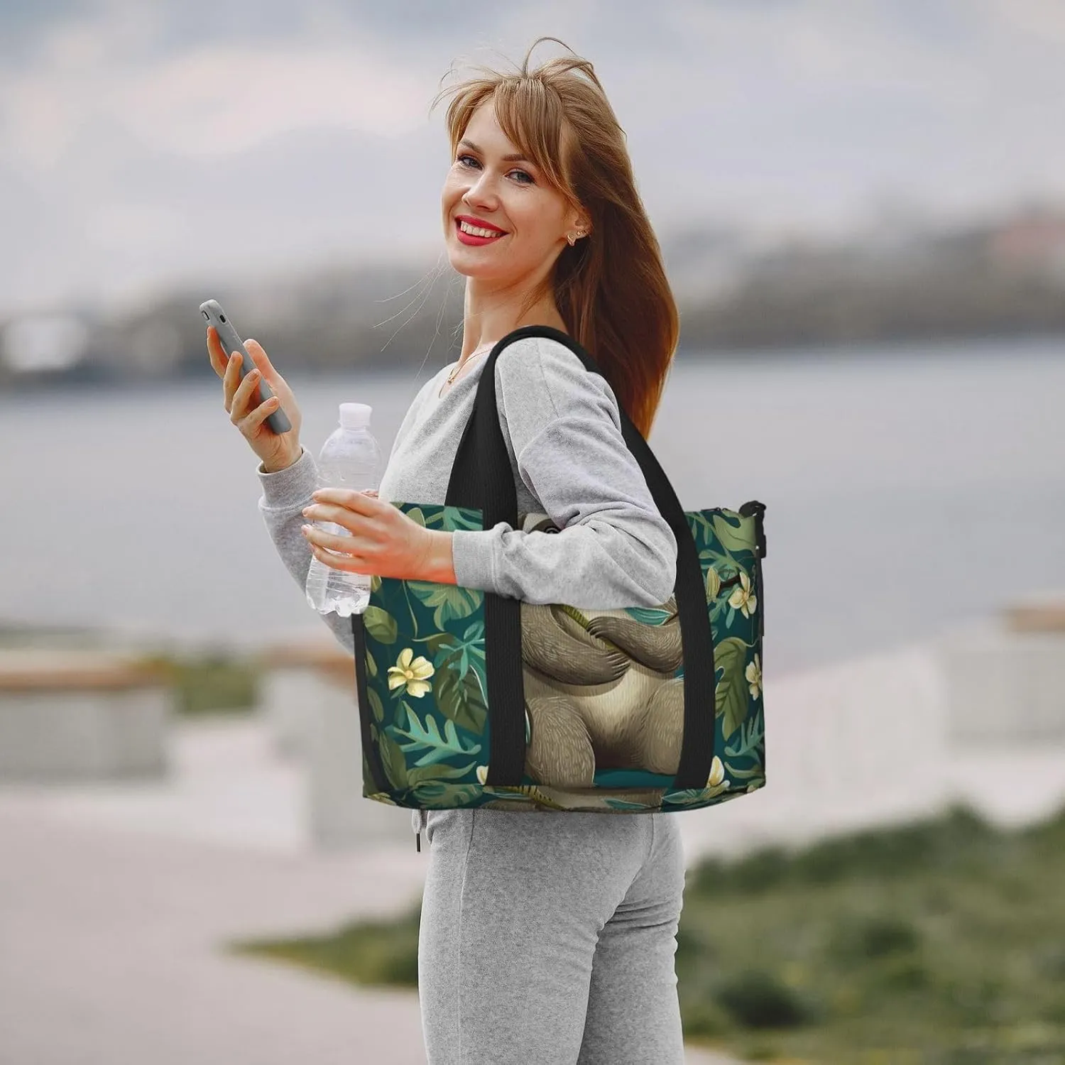 Gym Bags Small Adorable Sloth Duffel Bag Overnight Bag with Shoe Compartment Carryon Bag for Men Women