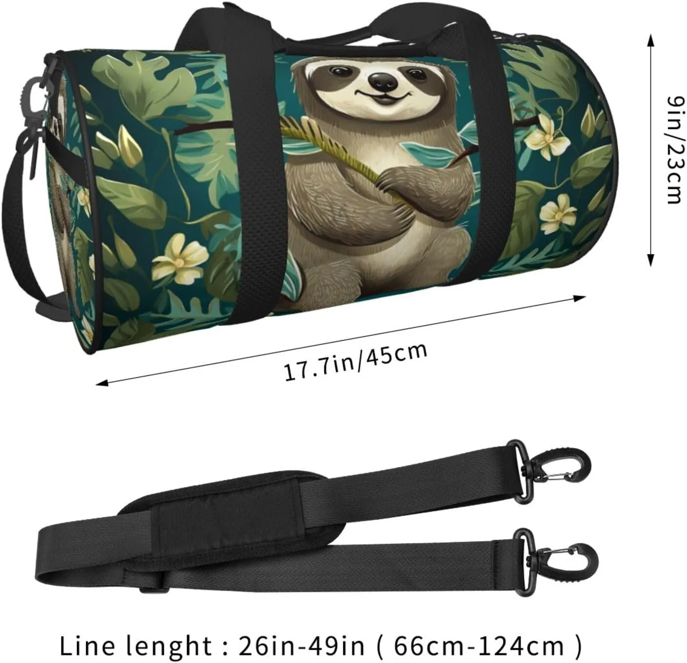 Gym Bags Small Adorable Sloth Duffel Bag Overnight Bag with Shoe Compartment Carryon Bag for Men Women