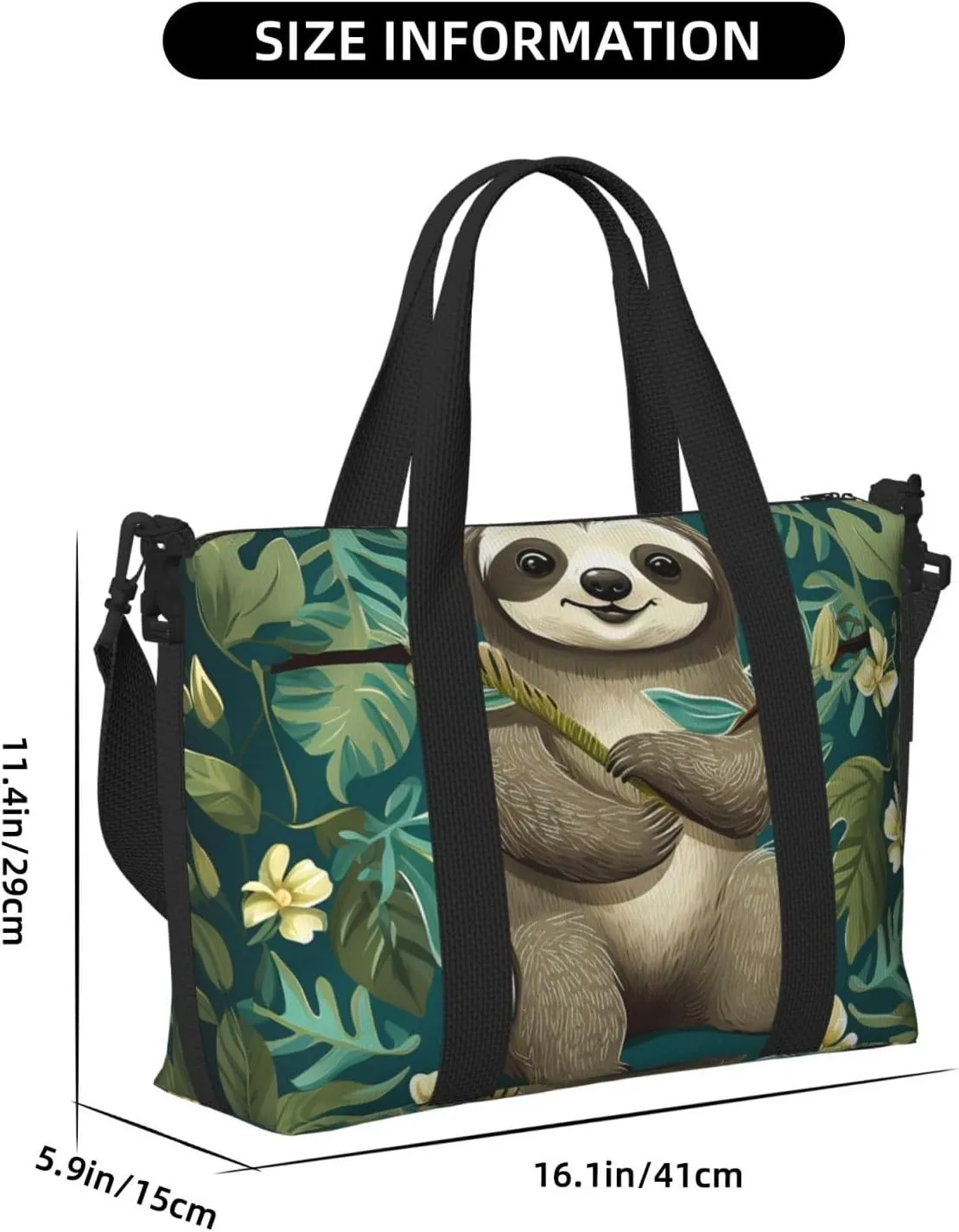 Gym Bags Small Adorable Sloth Duffel Bag Overnight Bag with Shoe Compartment Carryon Bag for Men Women