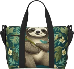 Gym Bags Small Adorable Sloth Duffel Bag Overnight Bag with Shoe Compartment Carryon Bag for Men Women