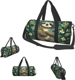 Gym Bags Small Adorable Sloth Duffel Bag Overnight Bag with Shoe Compartment Carryon Bag for Men Women