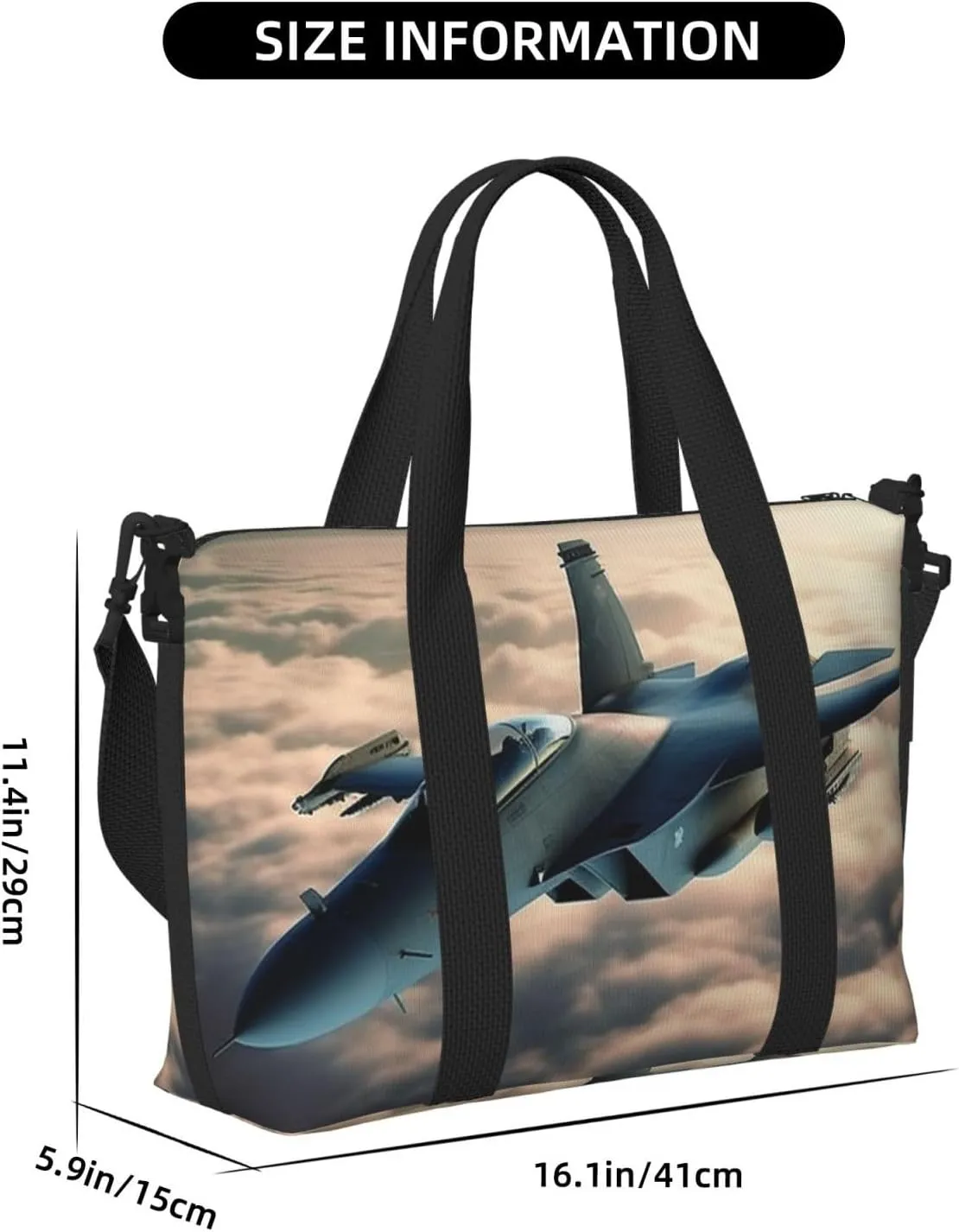 Gym Bags Small Aircraft Fighter Jets Duffel Bag Overnight Bag with Shoe Compartment Carryon Bag for Men Women