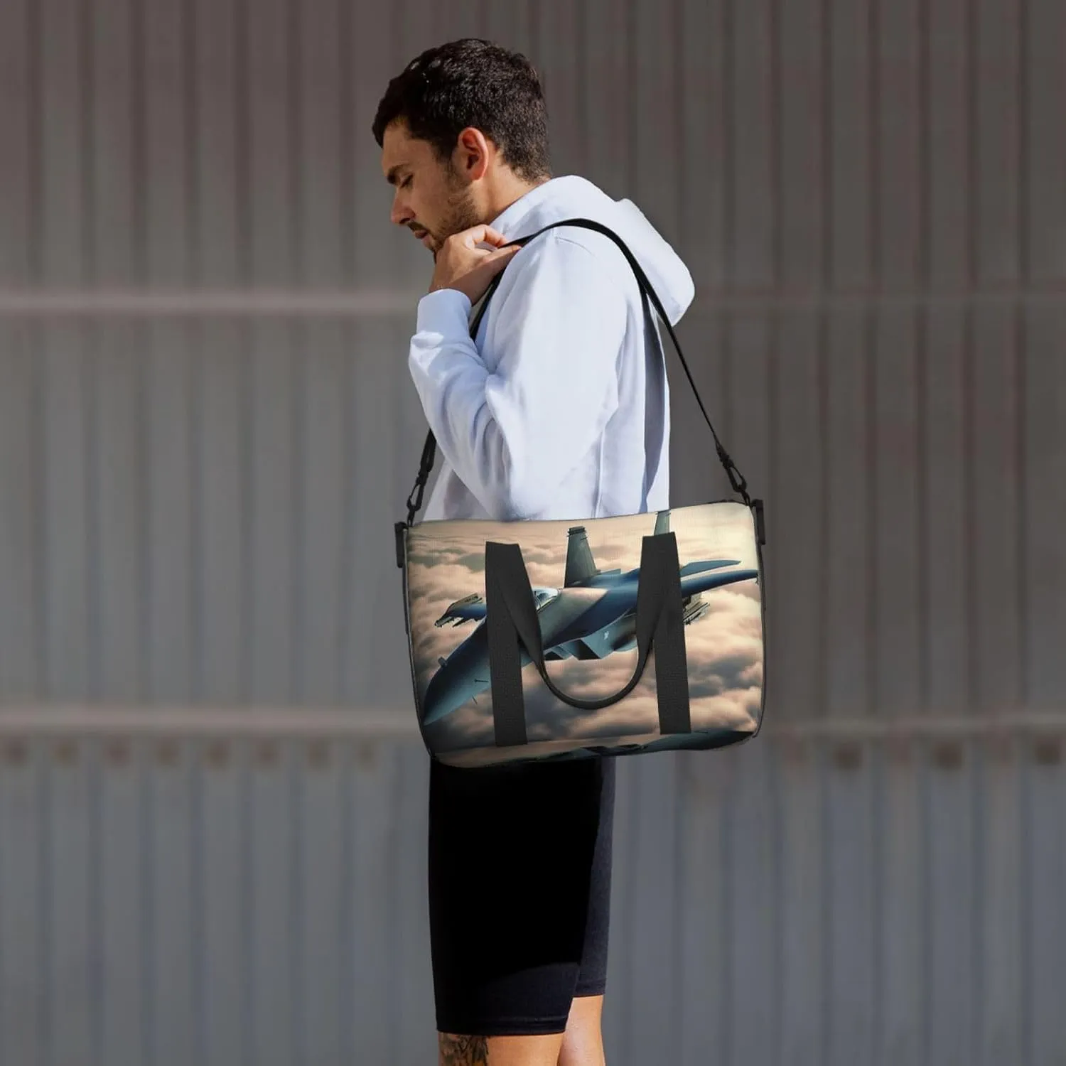 Gym Bags Small Aircraft Fighter Jets Duffel Bag Overnight Bag with Shoe Compartment Carryon Bag for Men Women