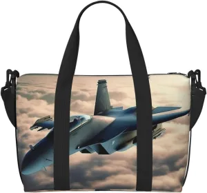 Gym Bags Small Aircraft Fighter Jets Duffel Bag Overnight Bag with Shoe Compartment Carryon Bag for Men Women