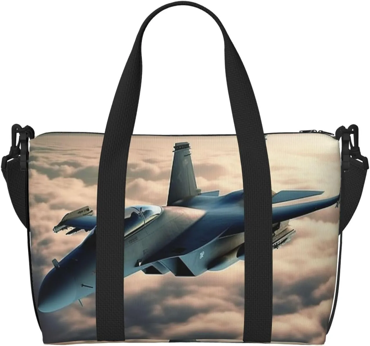 Gym Bags Small Aircraft Fighter Jets Duffel Bag Overnight Bag with Shoe Compartment Carryon Bag for Men Women