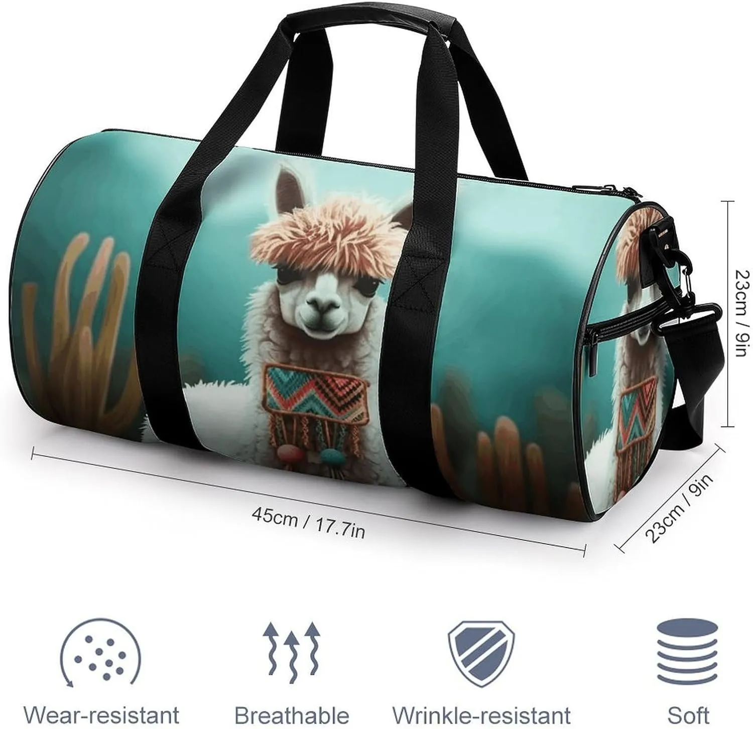 Gym Bags Small Alpaca Duffel Bag Overnight Bag with Shoe Compartment Carryon Bag for Men Women