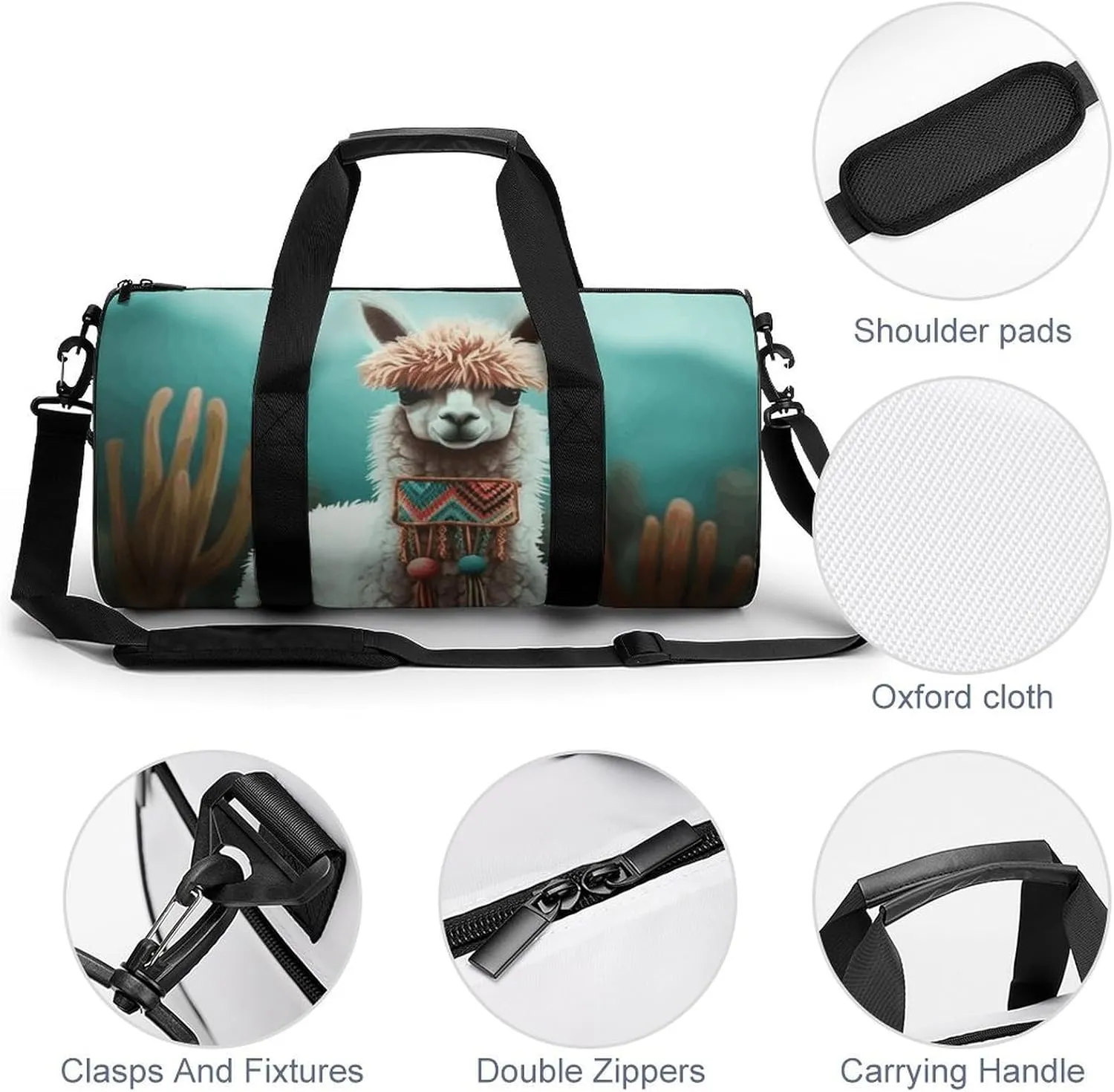 Gym Bags Small Alpaca Duffel Bag Overnight Bag with Shoe Compartment Carryon Bag for Men Women
