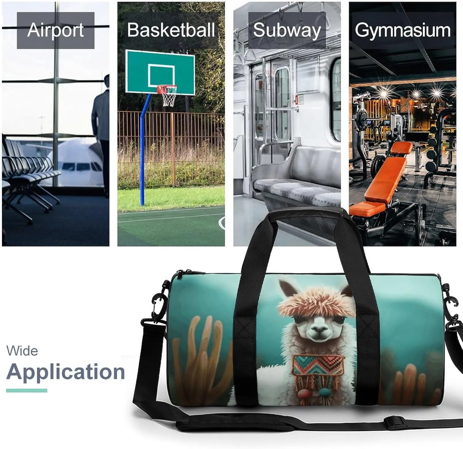 Gym Bags Small Alpaca Duffel Bag Overnight Bag with Shoe Compartment Carryon Bag for Men Women
