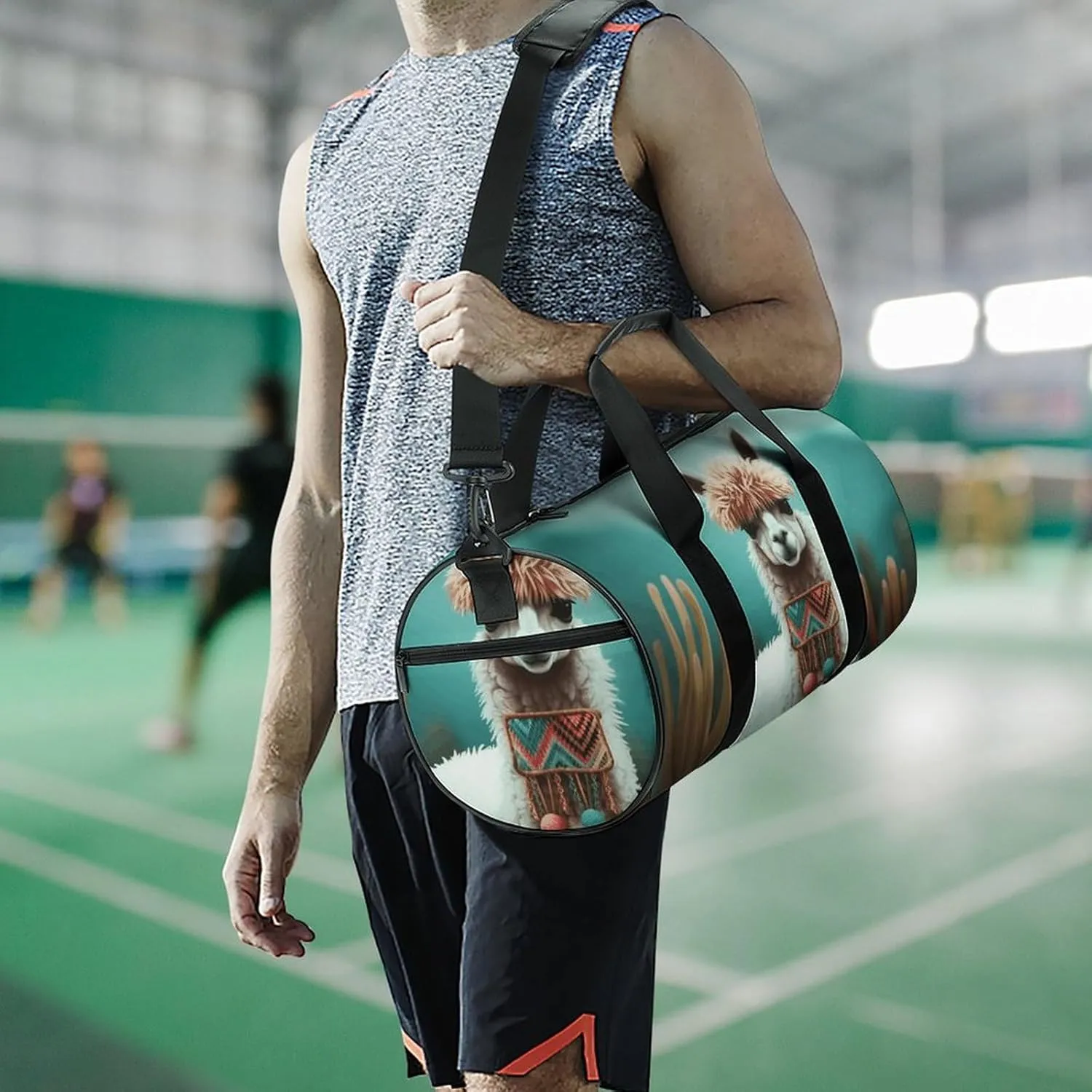 Gym Bags Small Alpaca Duffel Bag Overnight Bag with Shoe Compartment Carryon Bag for Men Women
