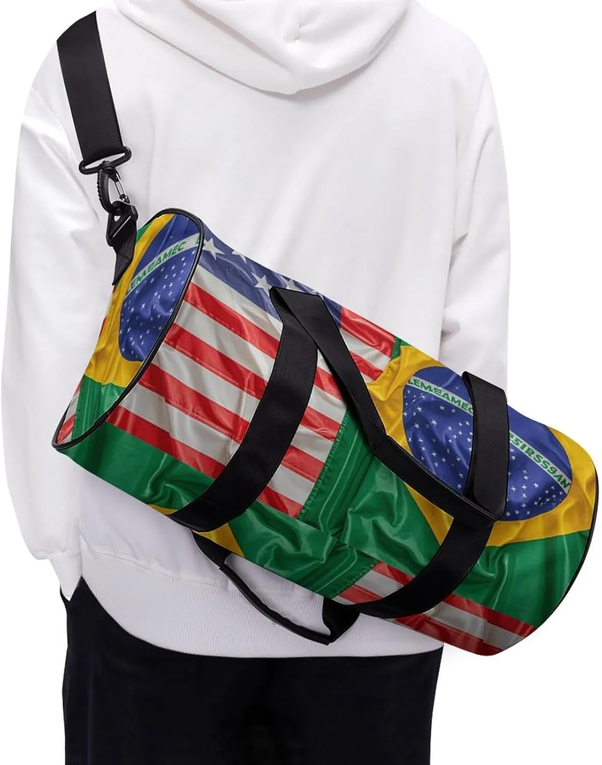 Gym Bags Small American And Brazilian Flags Duffel Bag Overnight Bag with Shoe Compartment Carryon Bag for Men Women