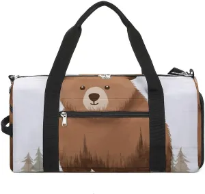 Gym Bags Small Animal Bear Duffel Bag Overnight Bag with Shoe Compartment Carryon Bag for Men Women