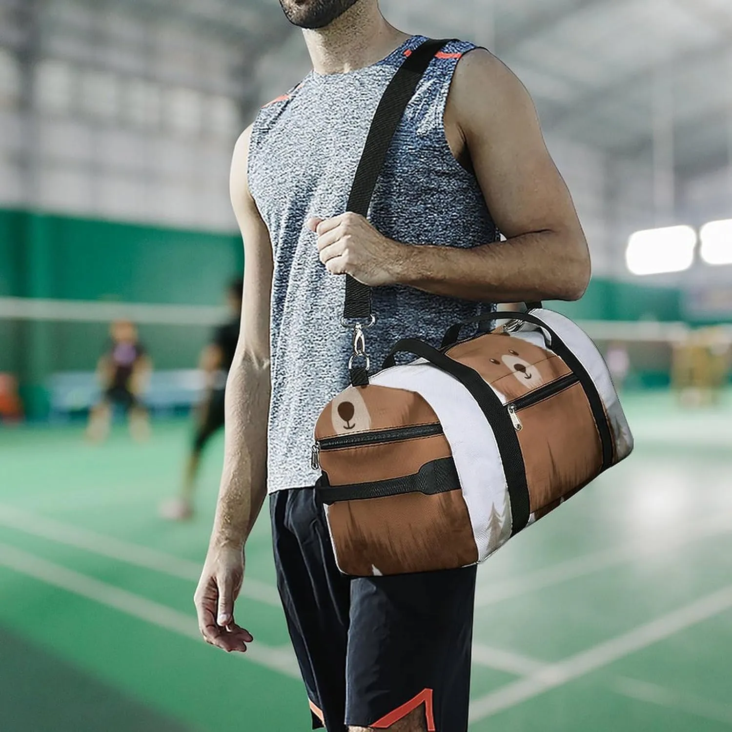 Gym Bags Small Animal Bear Duffel Bag Overnight Bag with Shoe Compartment Carryon Bag for Men Women