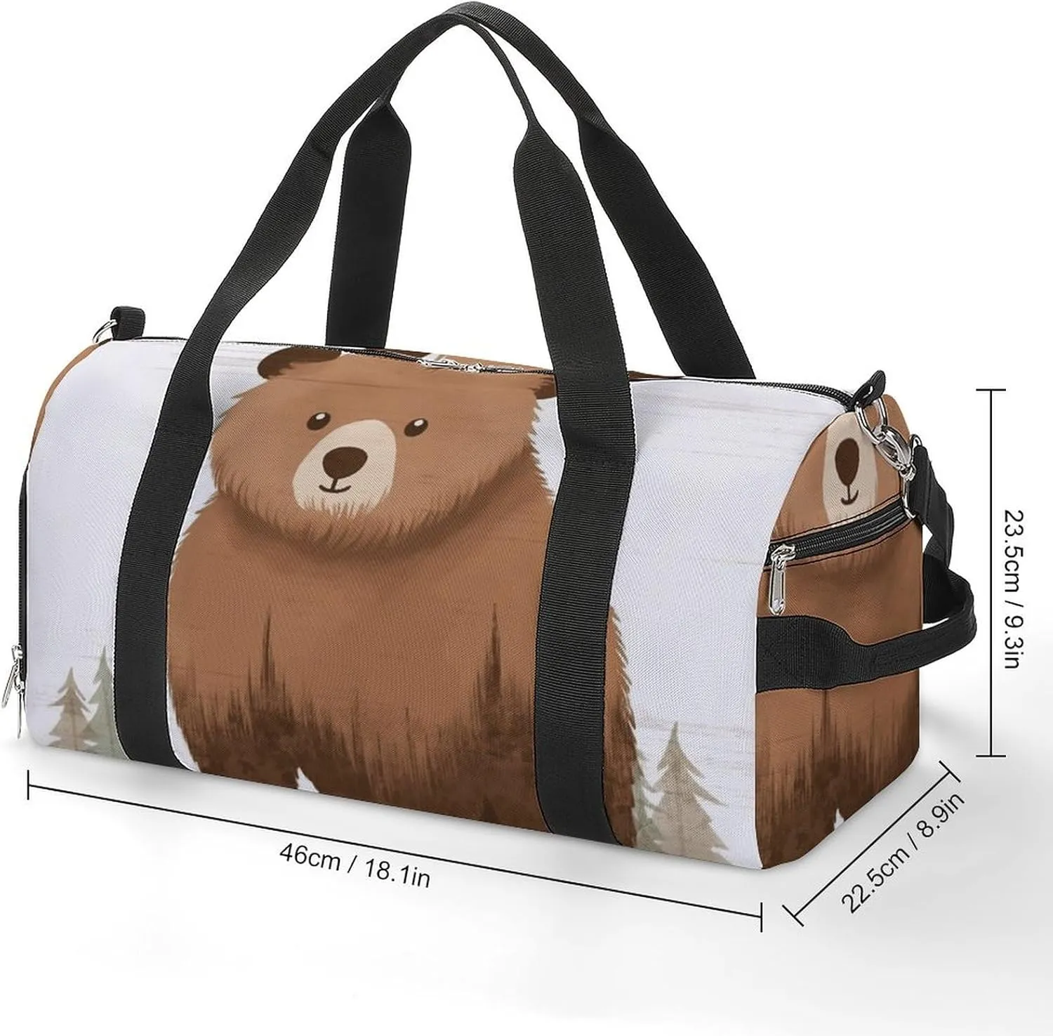 Gym Bags Small Animal Bear Duffel Bag Overnight Bag with Shoe Compartment Carryon Bag for Men Women