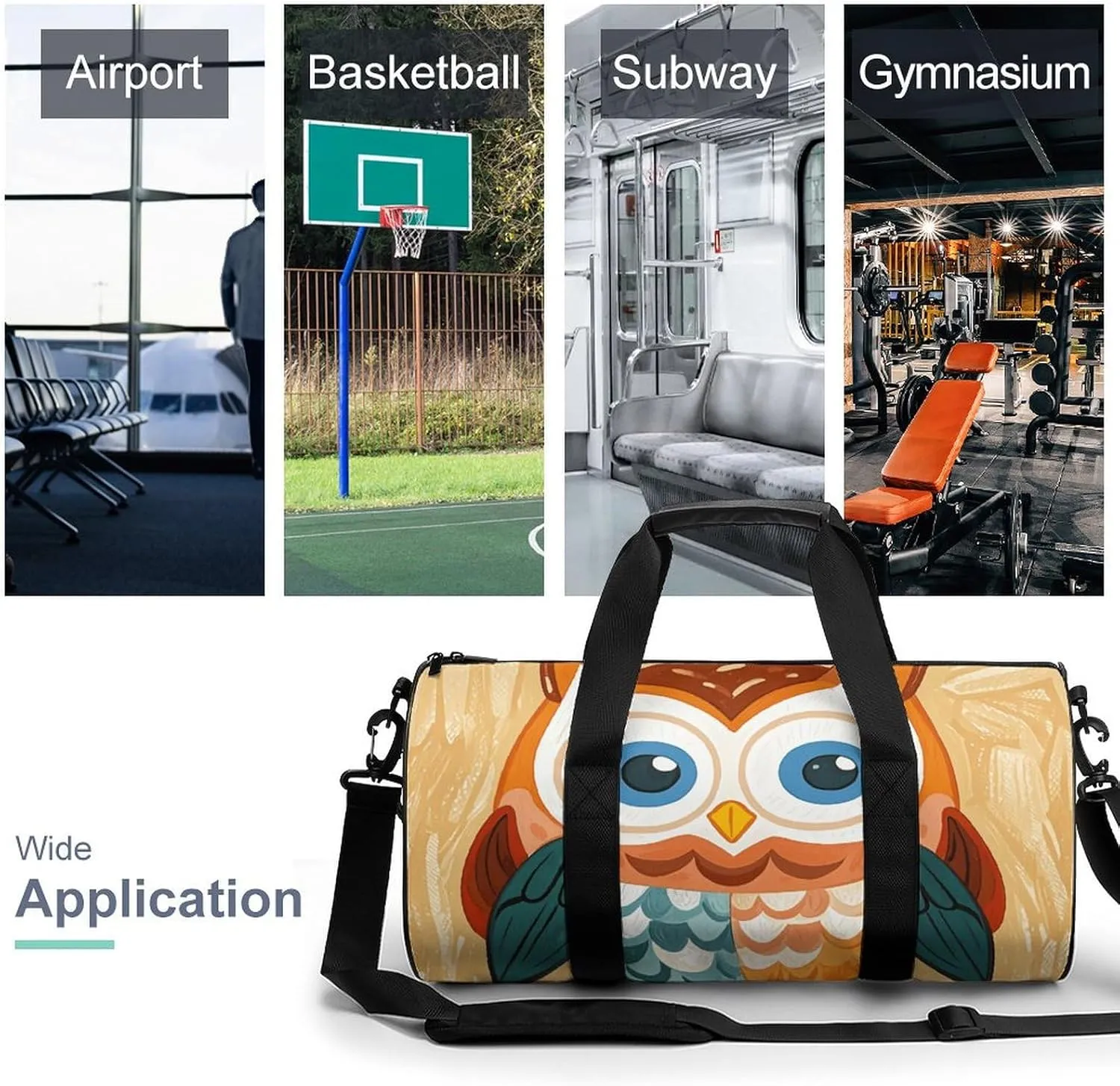 Gym Bags Small Animal Cartoon Owls Cute Duffel Bag Overnight Bag with Shoe Compartment Carryon Bag for Men Women