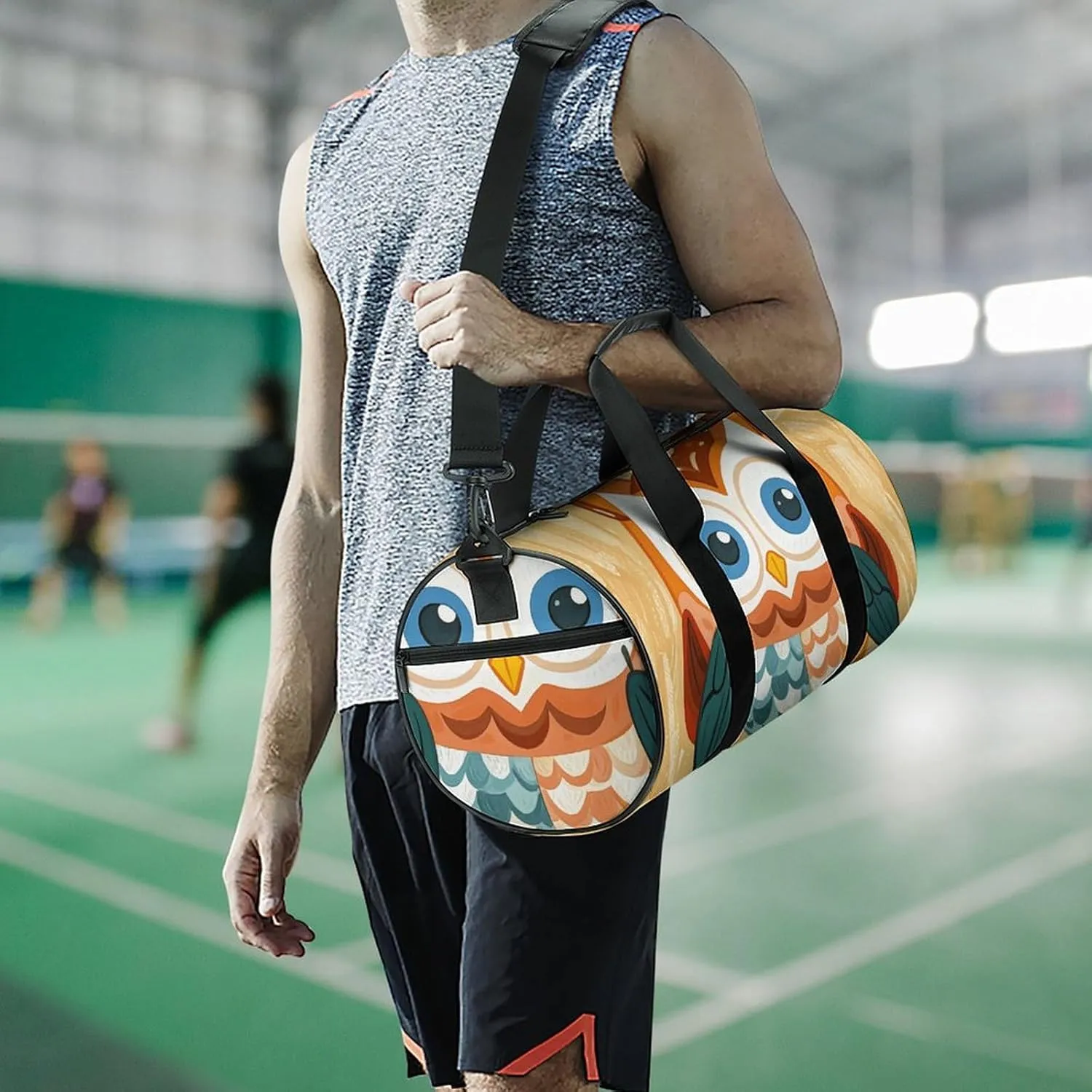 Gym Bags Small Animal Cartoon Owls Cute Duffel Bag Overnight Bag with Shoe Compartment Carryon Bag for Men Women