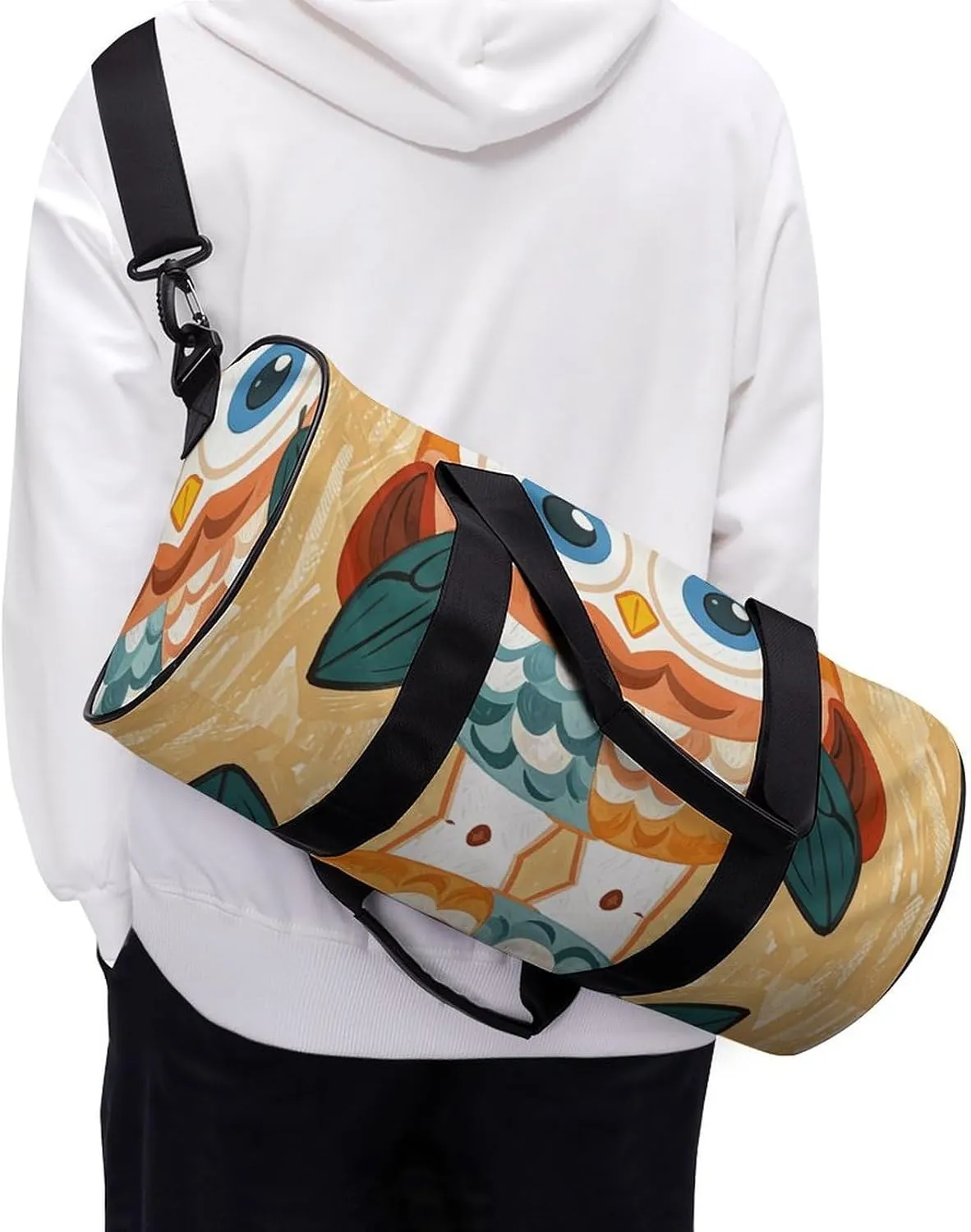 Gym Bags Small Animal Cartoon Owls Cute Duffel Bag Overnight Bag with Shoe Compartment Carryon Bag for Men Women