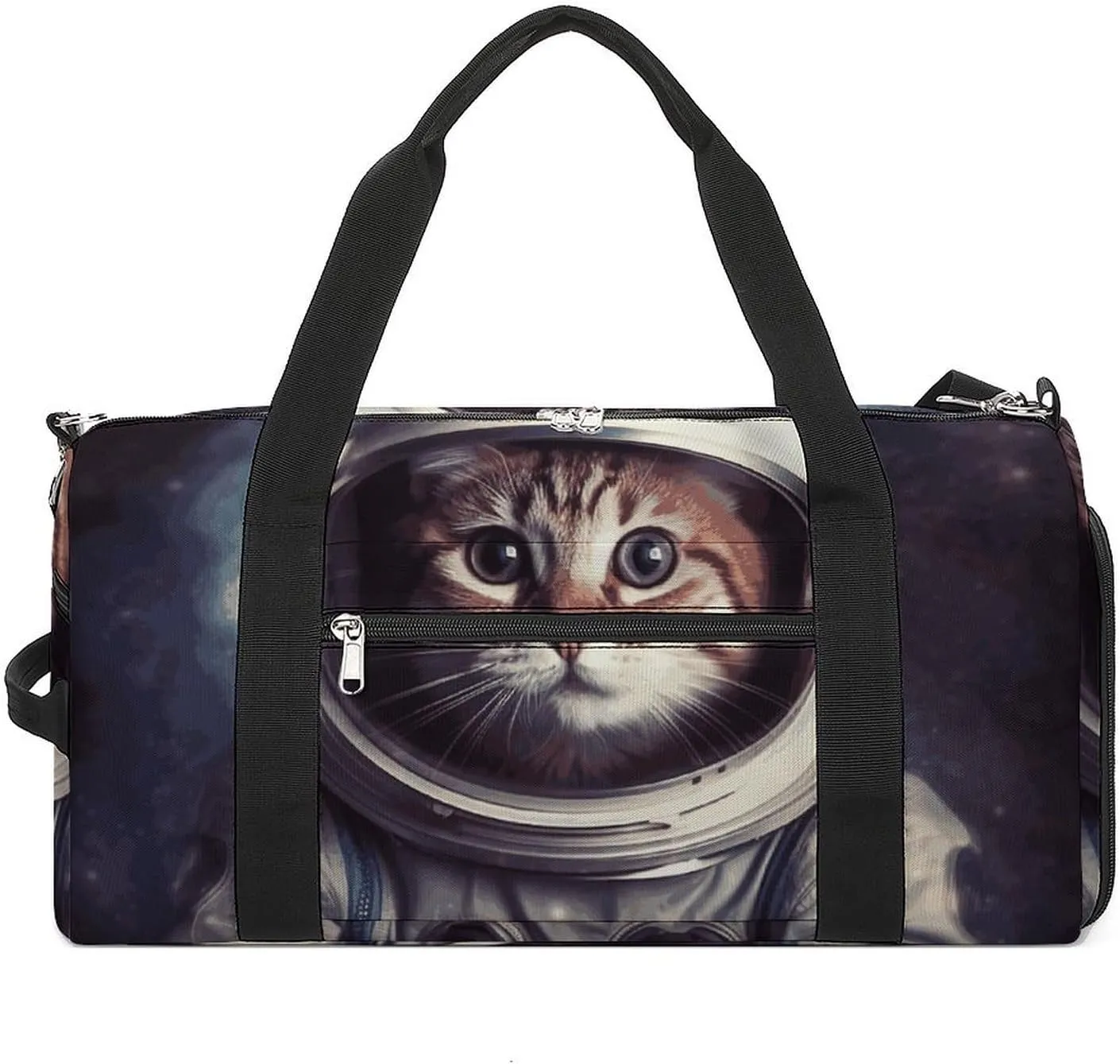 Gym Bags Small Animal Cat Astronaut Duffel Bag Overnight Bag with Shoe Compartment Carryon Bag for Men Women