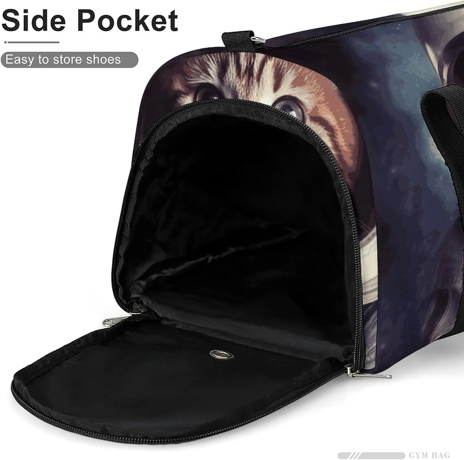 Gym Bags Small Animal Cat Astronaut Duffel Bag Overnight Bag with Shoe Compartment Carryon Bag for Men Women