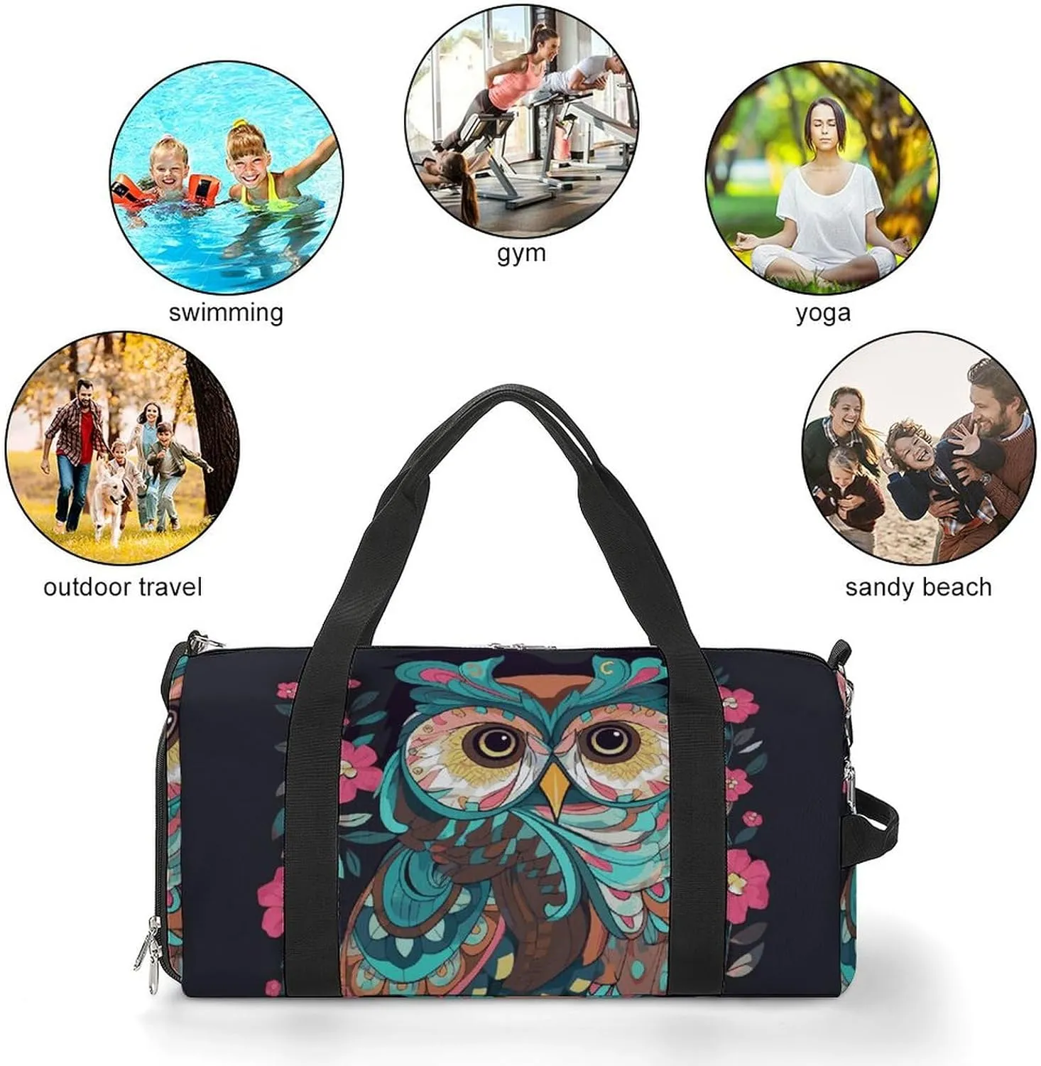 Gym Bags Small Anime Owl Duffel Bag Overnight Bag with Shoe Compartment Carryon Bag for Men Women