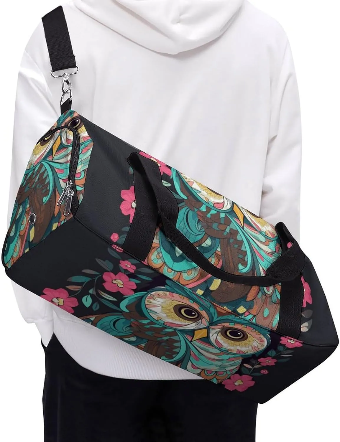 Gym Bags Small Anime Owl Duffel Bag Overnight Bag with Shoe Compartment Carryon Bag for Men Women