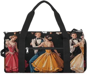 Gym Bags Small Ballroom Dance Small Pattern Duffel Bag Overnight Bag with Shoe Compartment Carryon Bag for Men Women