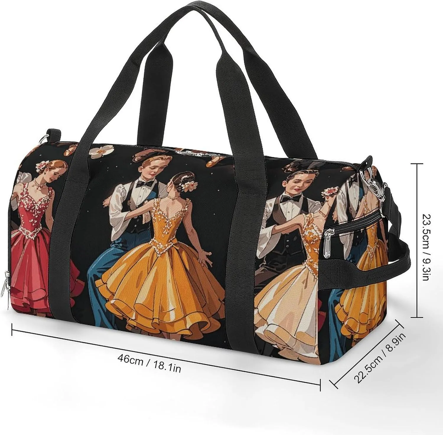 Gym Bags Small Ballroom Dance Small Pattern Duffel Bag Overnight Bag with Shoe Compartment Carryon Bag for Men Women