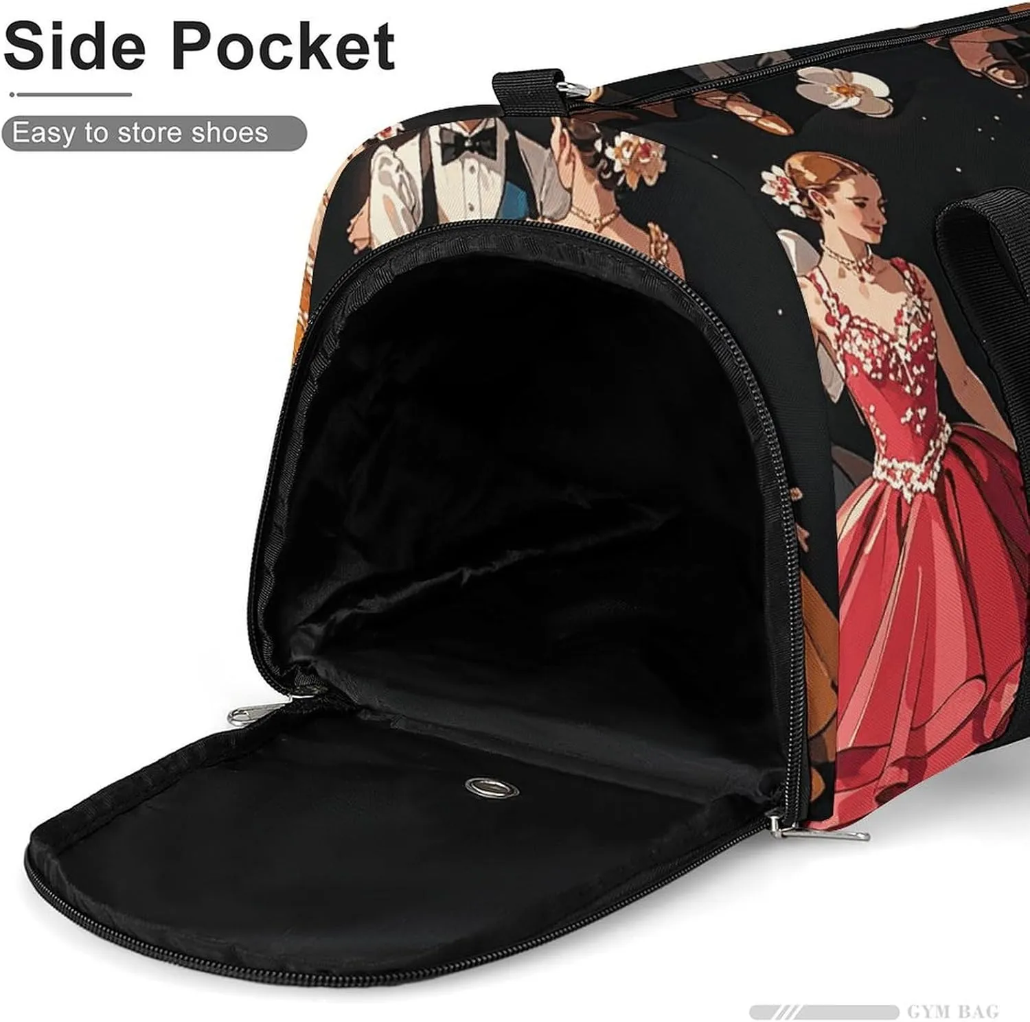 Gym Bags Small Ballroom Dance Small Pattern Duffel Bag Overnight Bag with Shoe Compartment Carryon Bag for Men Women